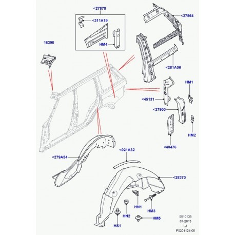 Land rover tole de fermeture feu ar Range L322 (LR012114)