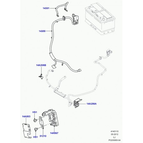 Land rover cable batterie au demarreur Range L322 (LR012378)