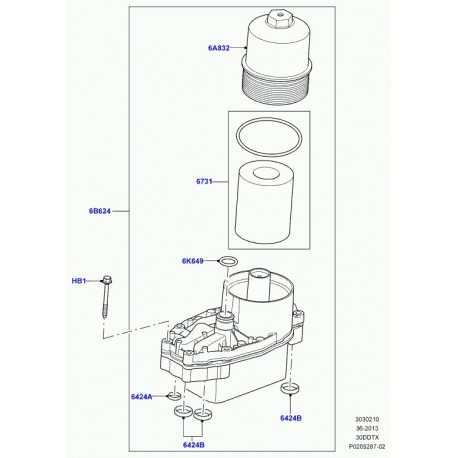 Land rover filtre à huile Discovery 4, 5, Range L322, L405, Sport, Velar L560 (LR013148)