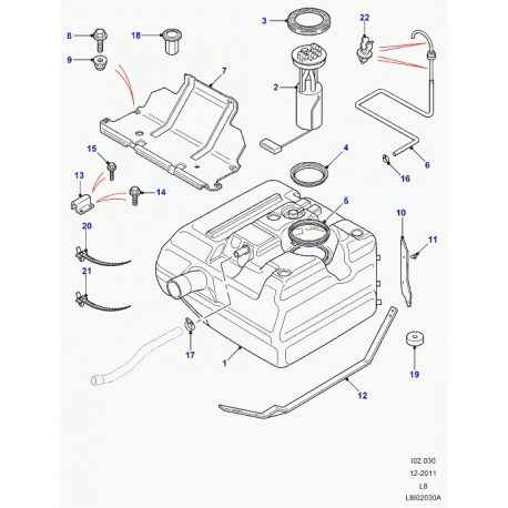 Land rover reservoir a combustible Defender 90, 110, 130 (LR013167)