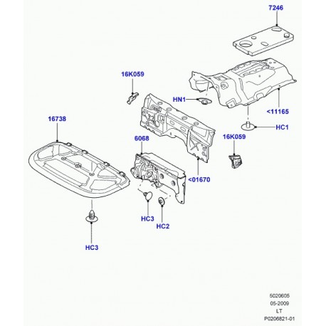Land rover garniture d'insonorisation capot Discovery 3, Range Sport (LR013222)