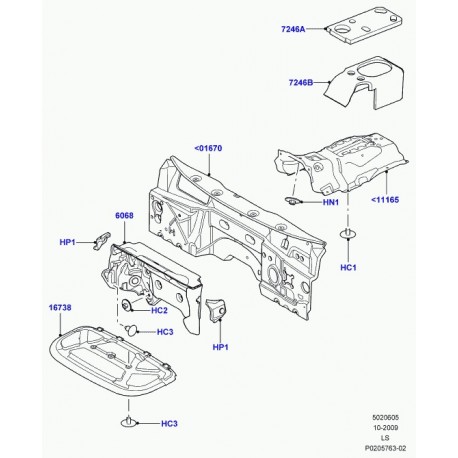 Land rover garniture d'insonorisation tunnel Discovery 3 (LR013225)