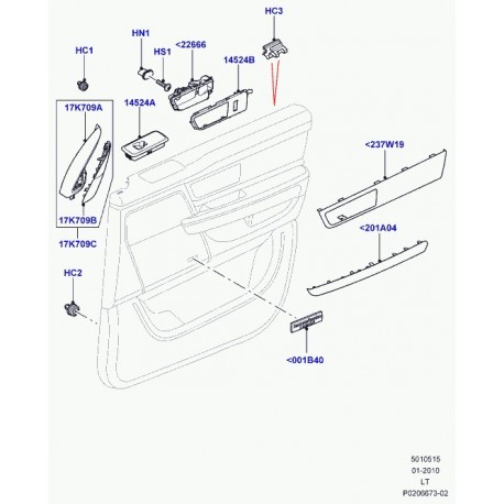 Land rover encadrement contacteur de porte Discovery 3, Range Sport (LR013515)