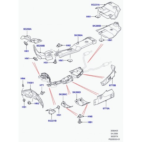 Land rover ecran tuyau d'échappement Discovery 3, Range Sport (LR013545)