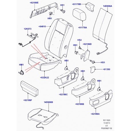 Land rover coussin chauffant siege avant Discovery 3 (LR013555)