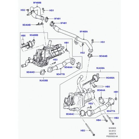 Land rover tube recyclage gaz d'échappement Range Sport (LR013587)