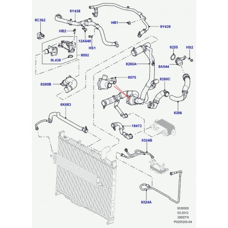 Land rover durite de chauffage Range Sport (LR013678)