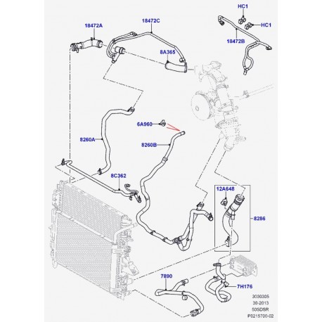 Land rover durite de radiateur Discovery 4,  Range Sport (LR013684)