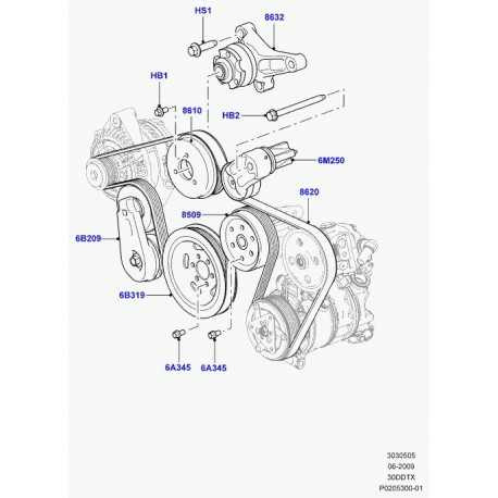 Land rover courroie trapezoidale Discovery 3, 4 et Range Sport (LR013697)