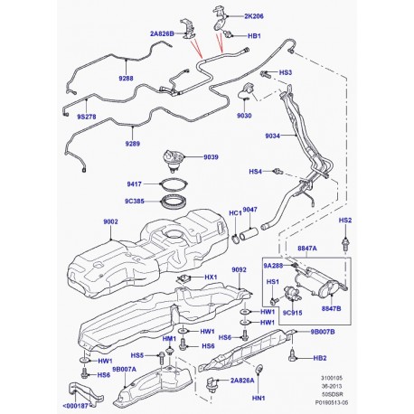 Land rover reservoir melange carburant Range Sport (LR013715)