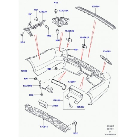 Land rover support pare-chocs arriere droit Range Sport (LR013858)