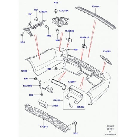 Land rover support pare-chocs arriere gauche Range Sport (LR013860)