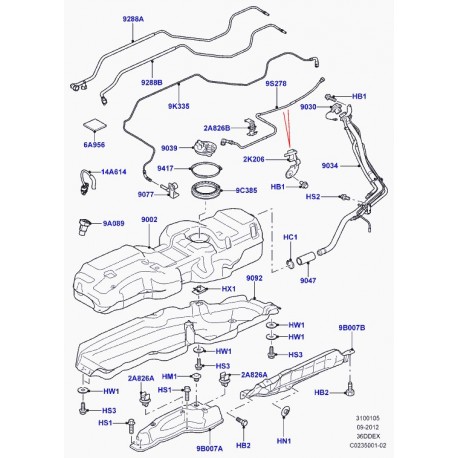 Land rover tuyau d'alimentation de combustible Discovery 3, Range Sport (LR013917)