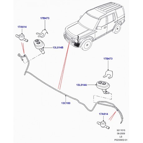 Land rover gicleur lave-phare Discovery 3 (LR013957)