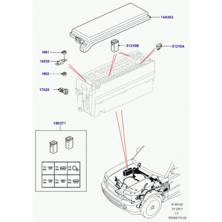 Land rover couvercle boite fusibles supplementaires Discovery 3, Range Sport (LR014265)