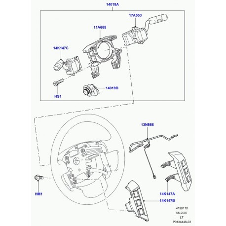 Land rover interrupteur volant Discovery 3, Range Sport (LR014307)