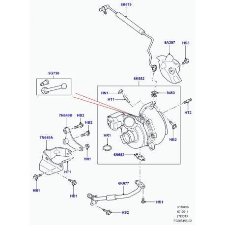 Land rover tube d'alimentation en huile Discovery 3 (LR014428)