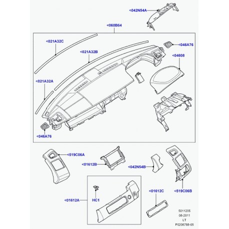 Land rover couvercle planche de bord Range Sport (LR015023)