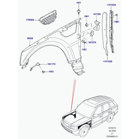 Land rover aile avant Range Sport (LR015036)