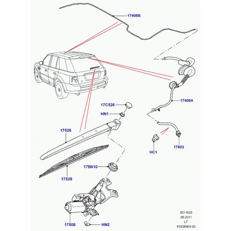 Land rover tuyau flexible lave-glace Range Sport (LR015361)