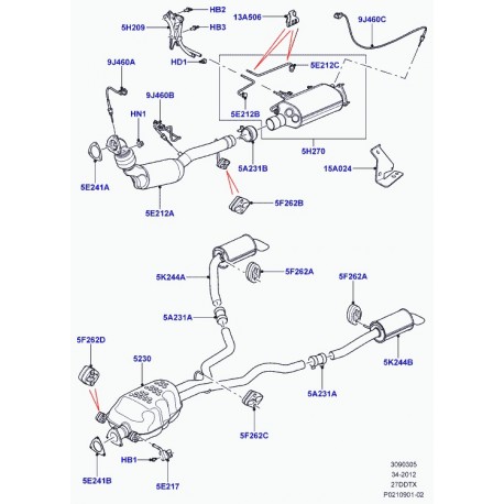 Land rover filtre à particules diesel Discovery 3, Range Sport (LR015414)