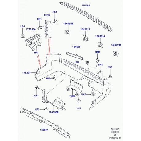 Land rover parechoc arriere Discovery 3 (LR015463)