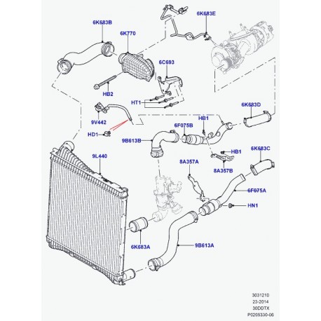 Land rover intercooler Discovery 4,  Range Sport (LR015603)