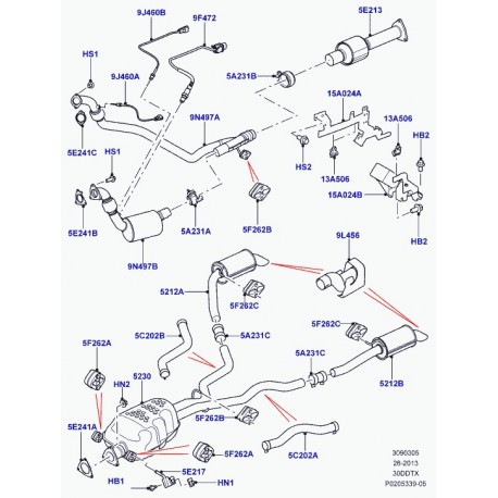 Land rover tuyau d'échappement Range Sport (LR015927)