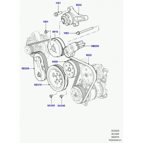 Land rover tendeur courroie de transmission Discovery 3, Range Sport (LR016140LR)