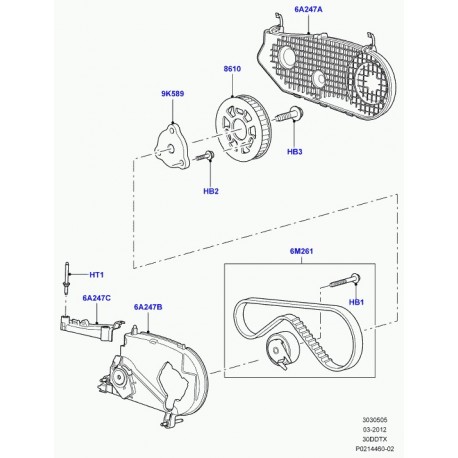 Land rover kit courroie entrainemt pompe alimentation Discovery 4,  Range L405,  Sport (LR016656)