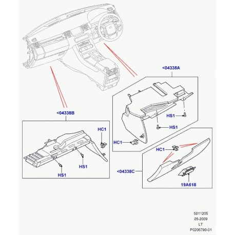 Land rover planche de bord inferieure Range Sport (LR016782)