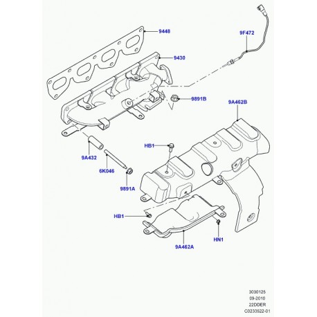 Land rover ecrou a six pans Evoque (LR016965)