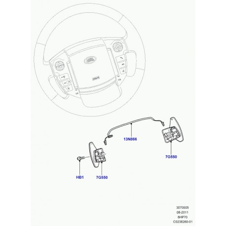 Land rover palette changement vitesse volant-niv vit droite Range Sport (LR017004)