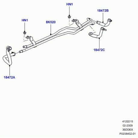 Land rover flexible de sortie de chauffage auxiliaire Range L322 (LR017302)