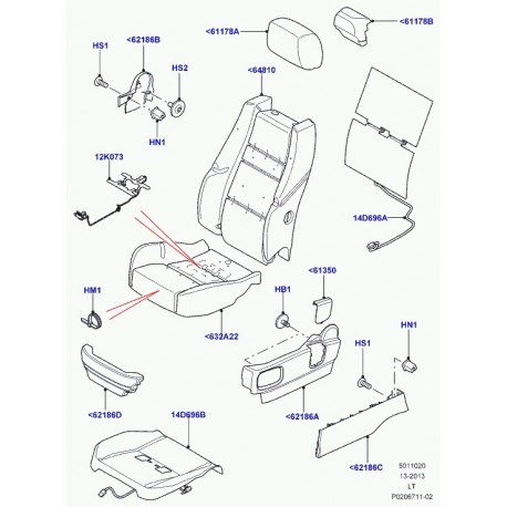Land rover ensemble capteur detection poids-airbag Range Sport (LR017308)