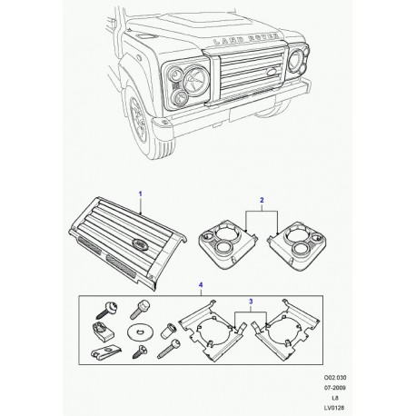 Land rover encadrement phares Defender 90, 110, 130 (LR017484)