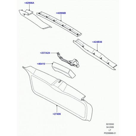 Land rover garnissage superieur de porte Defender 110, 130, Range Sport (LR017993)