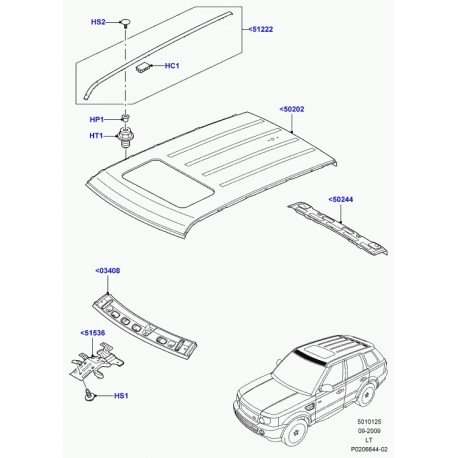 Land rover bourrelet d'etancheite panneau toit Range Sport (LR018083)
