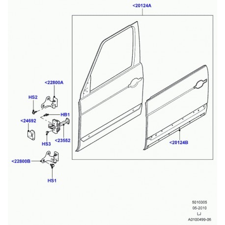 Land rover charniere de porte Range L322 (LR018177)