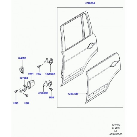 Land rover charniere de porte Range L322 (LR018179)