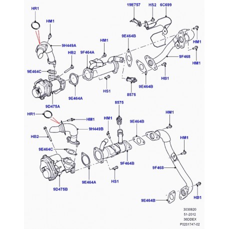 Land rover soupape recyclage des gaz d'echappement Range L322,  Sport (LR018321)