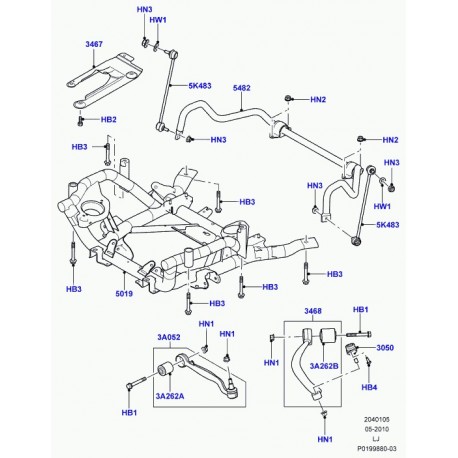Land rover bague de bras suspension avant sup Range L322 (LR018345)