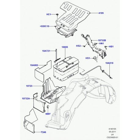 Land rover support bac de batterie Evoque (LR018356)