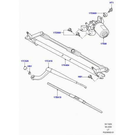 Land rover essuie glace avant Discovery 3, 4 et Range Sport (LR154776)