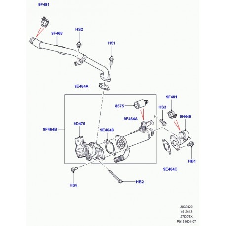 Land rover soupape recyclage des gaz d'echappement Discovery 3, Range Sport (LR018466)