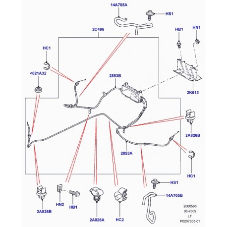 Land rover CABLE DROIT DU FREIN A MAIN Discovery 3, 4 et Range Sport (LR018469)