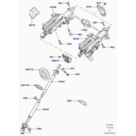 Land rover amortisseur colonne de direction Discovery 3, Range Sport (LR018778)