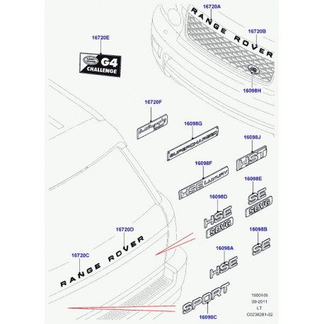 Land rover embleme plastique Range Sport (LR018972)