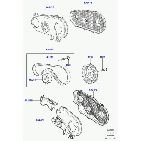 Land rover kit courroie de distribution superieur Discovery 3, 4 et Range Sport (LR019115)