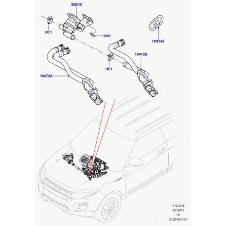 Land rover durite de chauffage Evoque (LR019276)